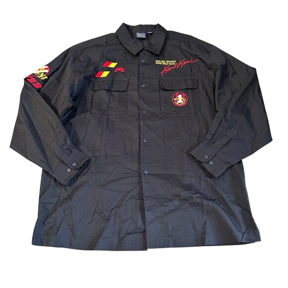 Vintage Karl Kani Racing Team Shirt Mens 2XL XXL Black Patched Embroidered Y2K - Picture 1 of 8